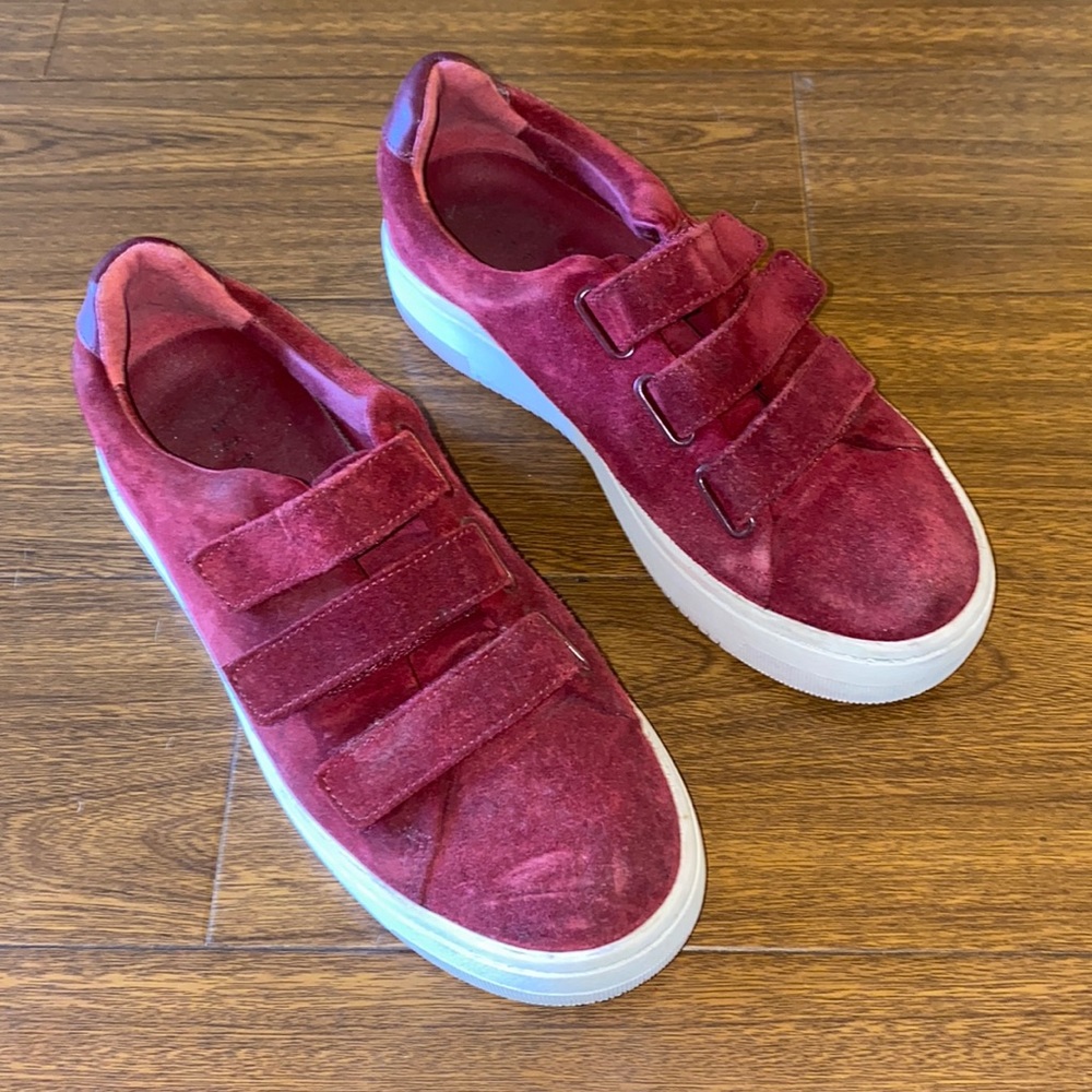 Sandro red suede sneakers with Velcro